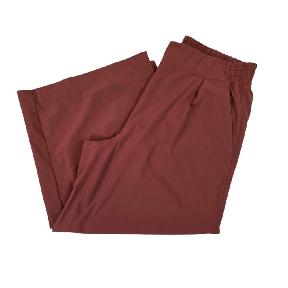 Athleta Women 8P Brooklyn Wide Leg Crop Pant Brown Spiced Cabernet Gaucho